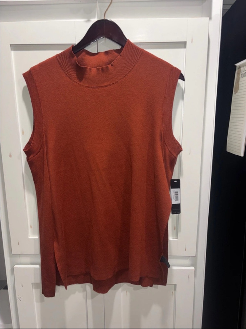 Cyrus Sleeveless Mock Neck Tank in Rust Orange